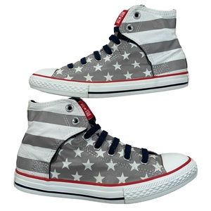 Converse Chuck Taylor Stars & Stripes Gray White Red Blue Sneakers Size Kids 5